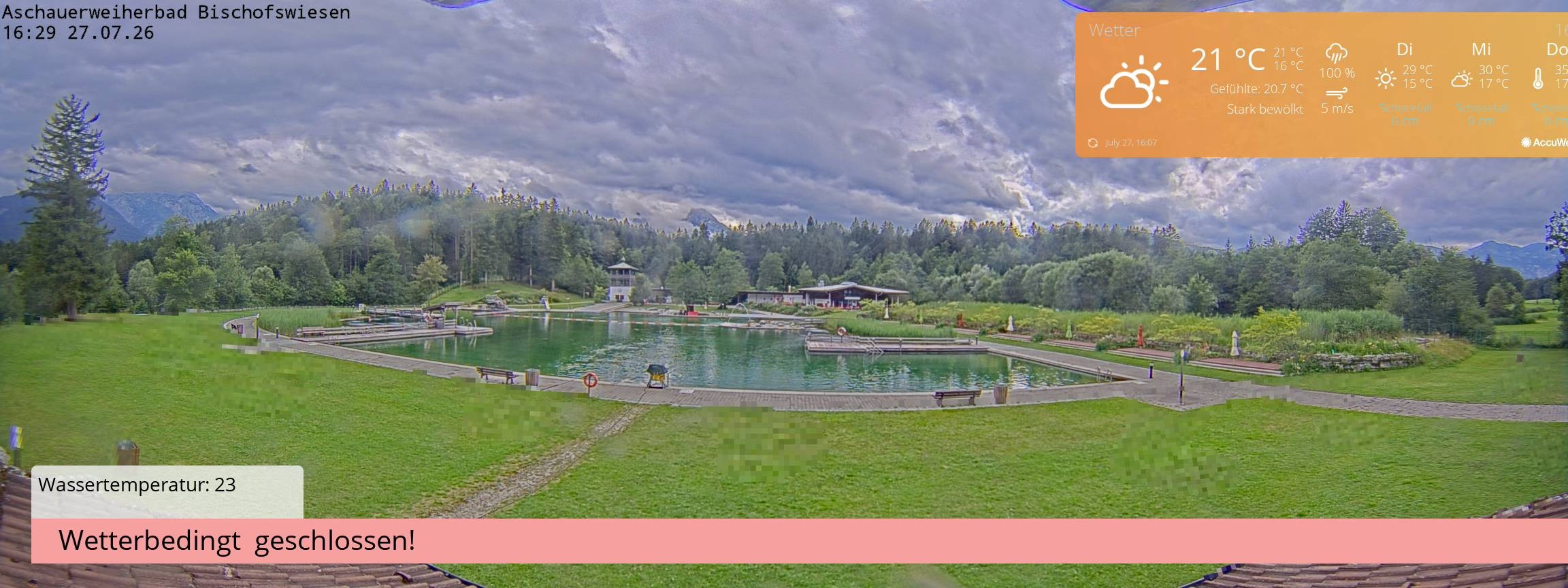 Archived image Webcam nature baths Aschauerweiher