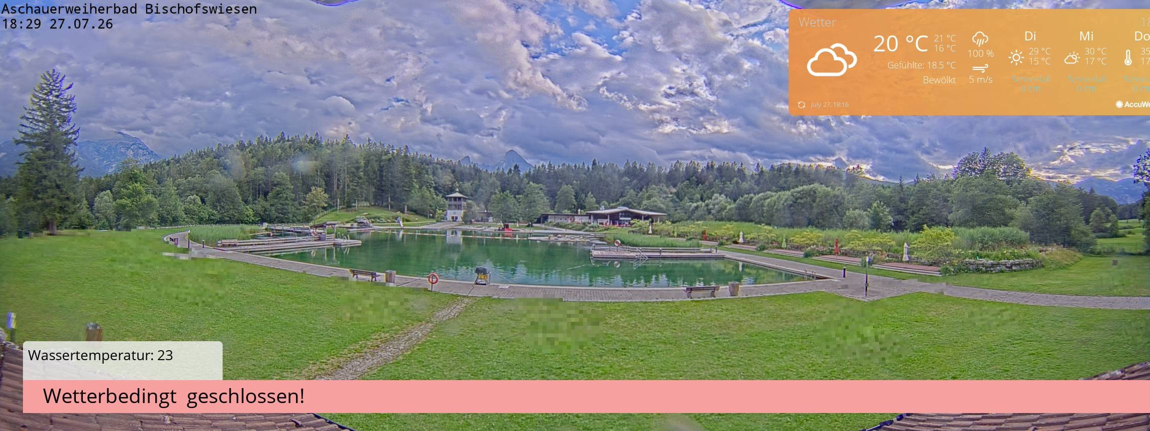 Archived image Webcam nature baths Aschauerweiher