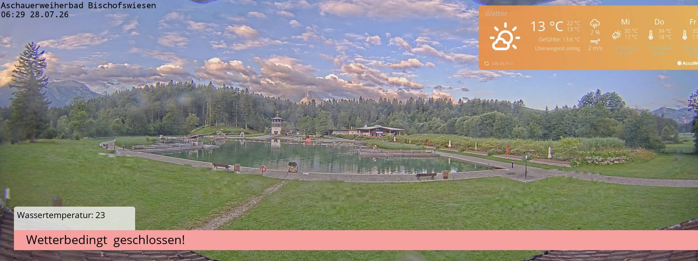 Archiv Foto Webcam Bischofswiesen: Naturbad Aschauerweiher