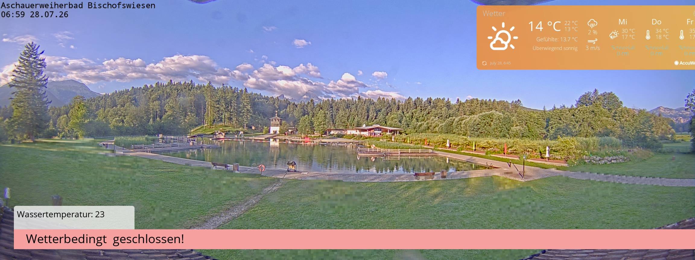 Archiv Foto Webcam Bischofswiesen: Naturbad Aschauerweiher