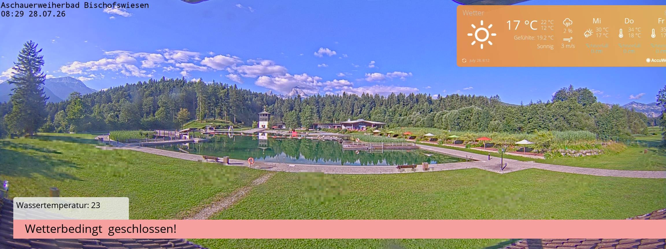 Archiv Foto Webcam Bischofswiesen: Naturbad Aschauerweiher