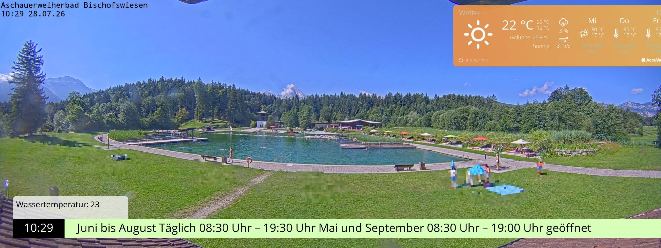 Archiv Foto Webcam Bischofswiesen: Naturbad Aschauerweiher