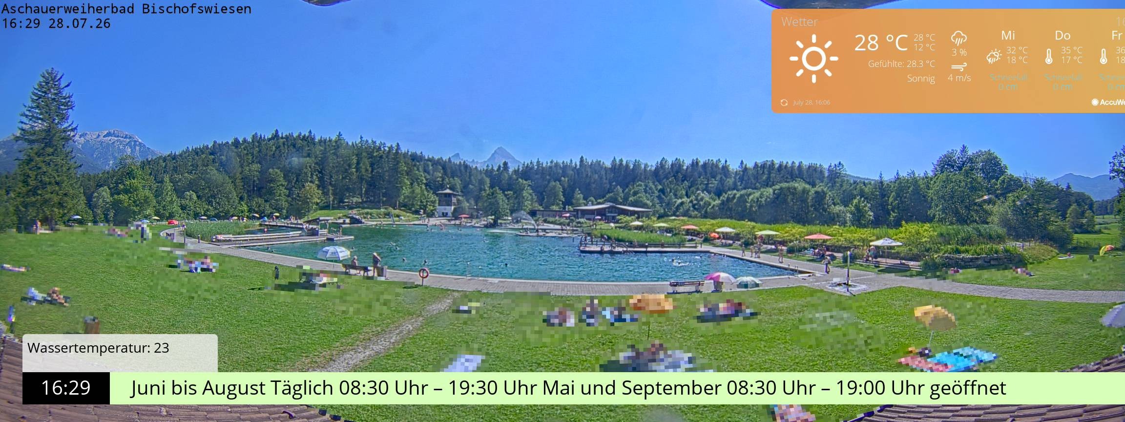 Archiv Foto Webcam Bischofswiesen: Naturbad Aschauerweiher