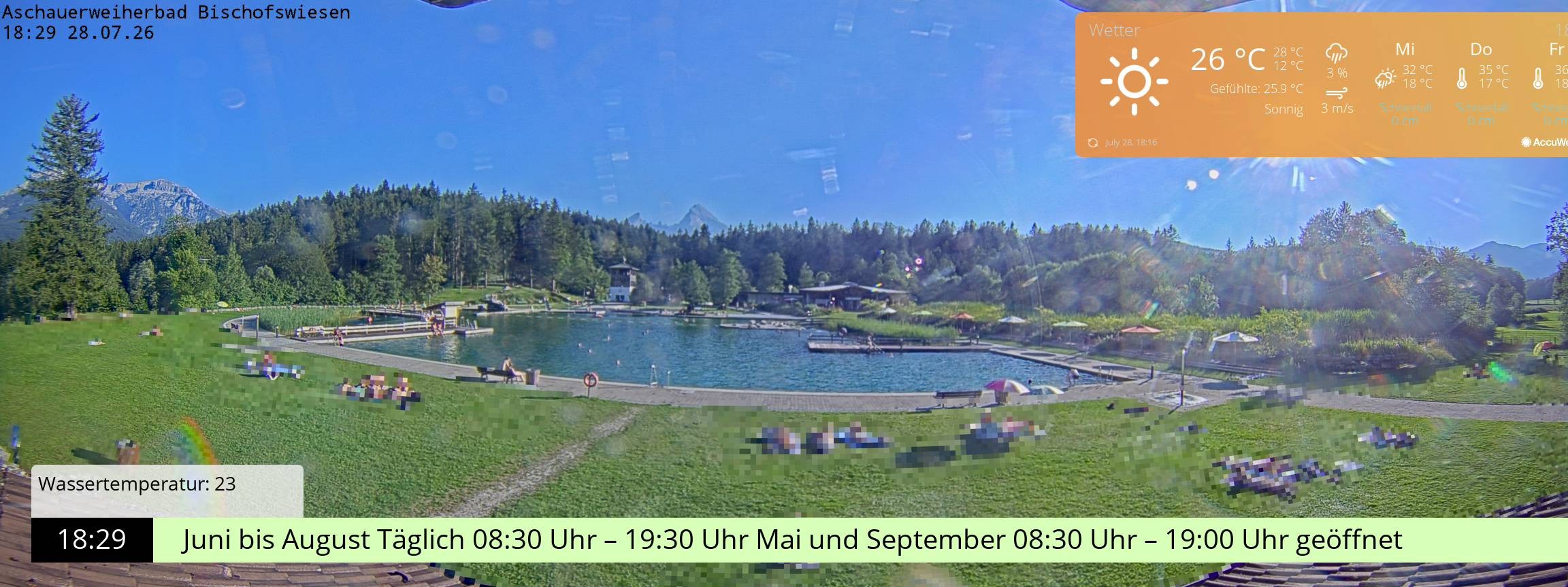 Archiv Foto Webcam Bischofswiesen: Naturbad Aschauerweiher
