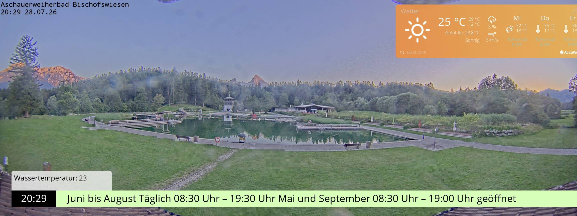 Archiv Foto Webcam Bischofswiesen: Naturbad Aschauerweiher