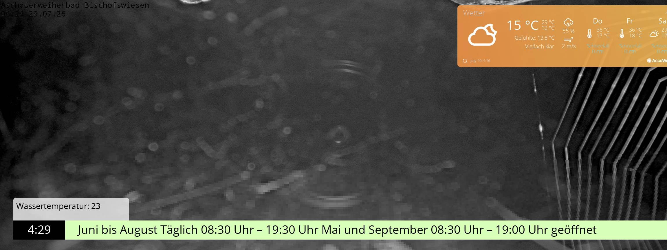 Archiv Foto Webcam Bischofswiesen: Naturbad Aschauerweiher