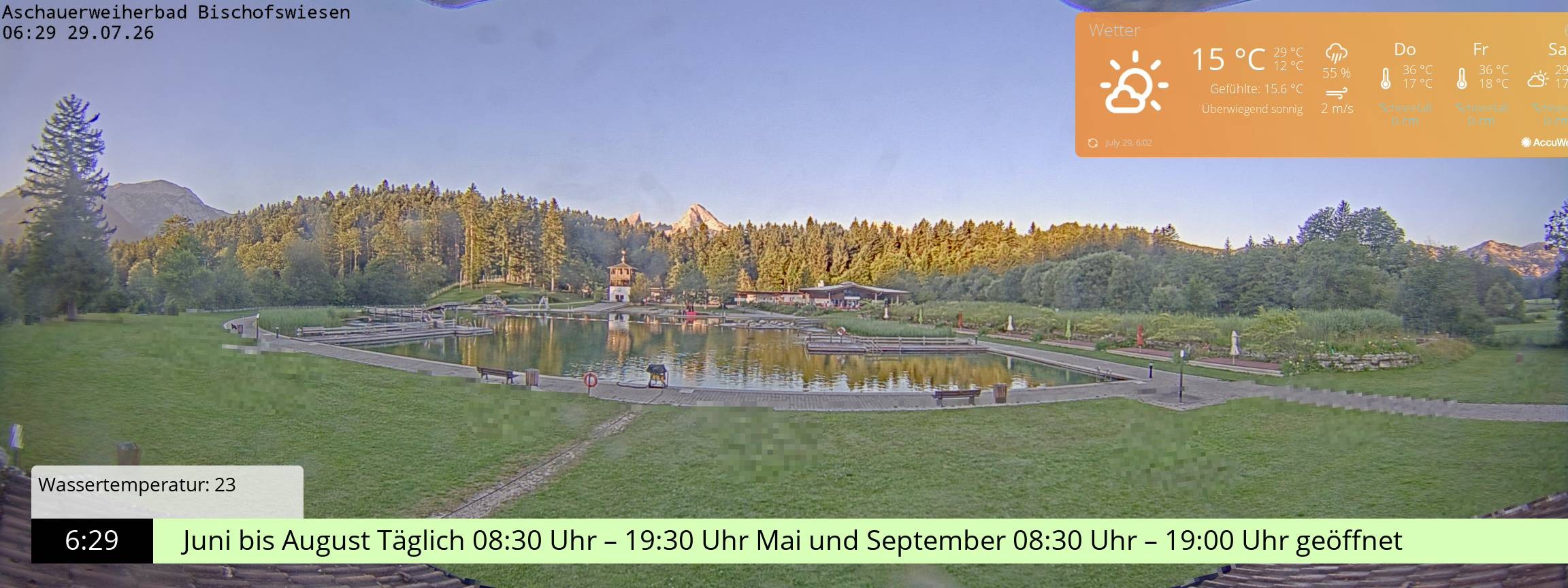 Archiv Foto Webcam Bischofswiesen: Naturbad Aschauerweiher