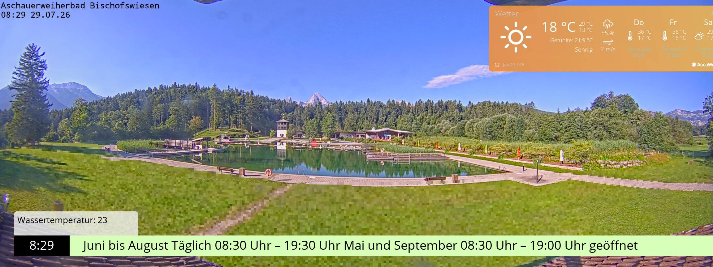 Archiv Foto Webcam Bischofswiesen: Naturbad Aschauerweiher