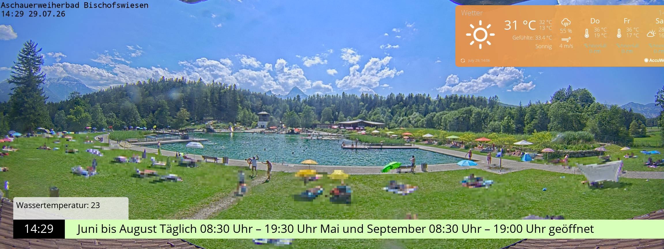 Archiv Foto Webcam Bischofswiesen: Naturbad Aschauerweiher