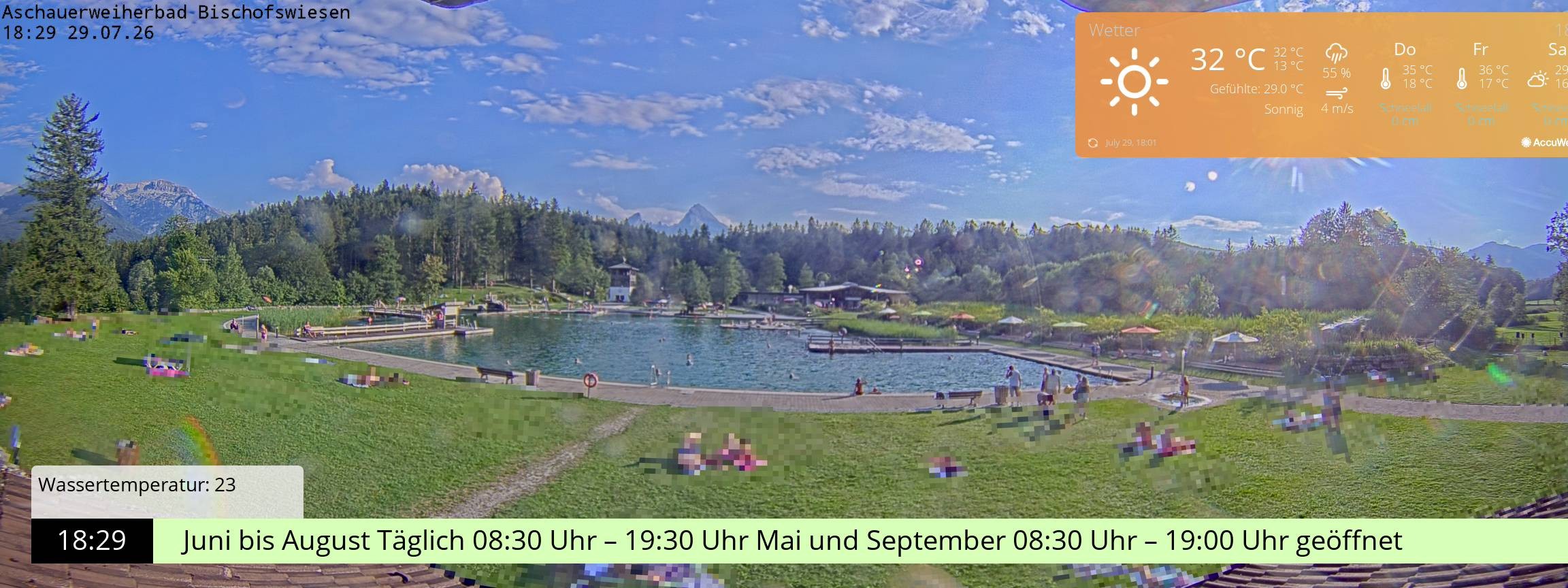 Archiv Foto Webcam Bischofswiesen: Naturbad Aschauerweiher