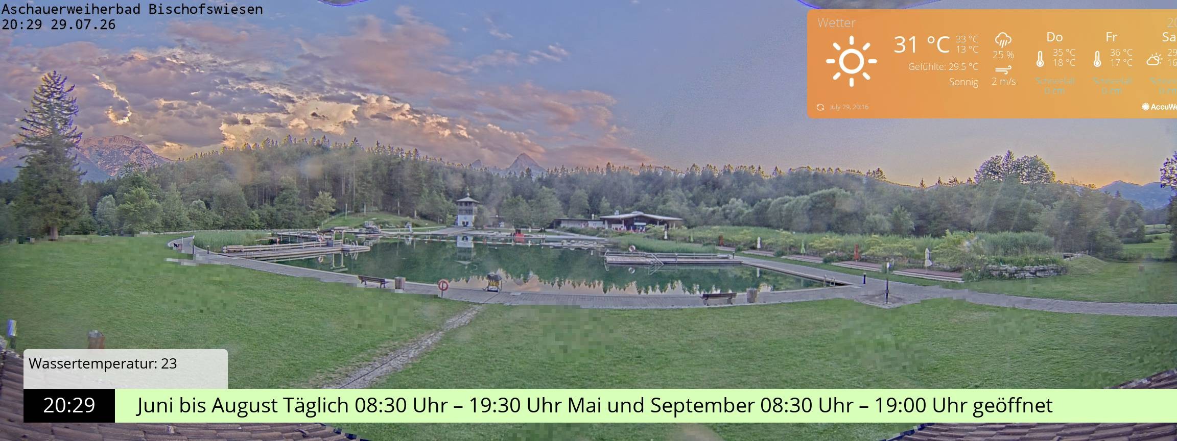 Archiv Foto Webcam Bischofswiesen: Naturbad Aschauerweiher