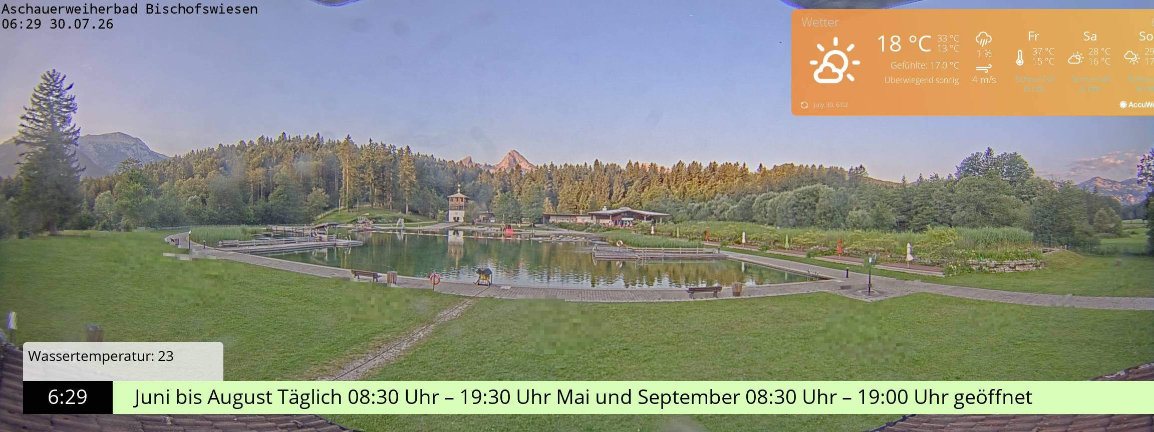 Archiv Foto Webcam Bischofswiesen: Naturbad Aschauerweiher