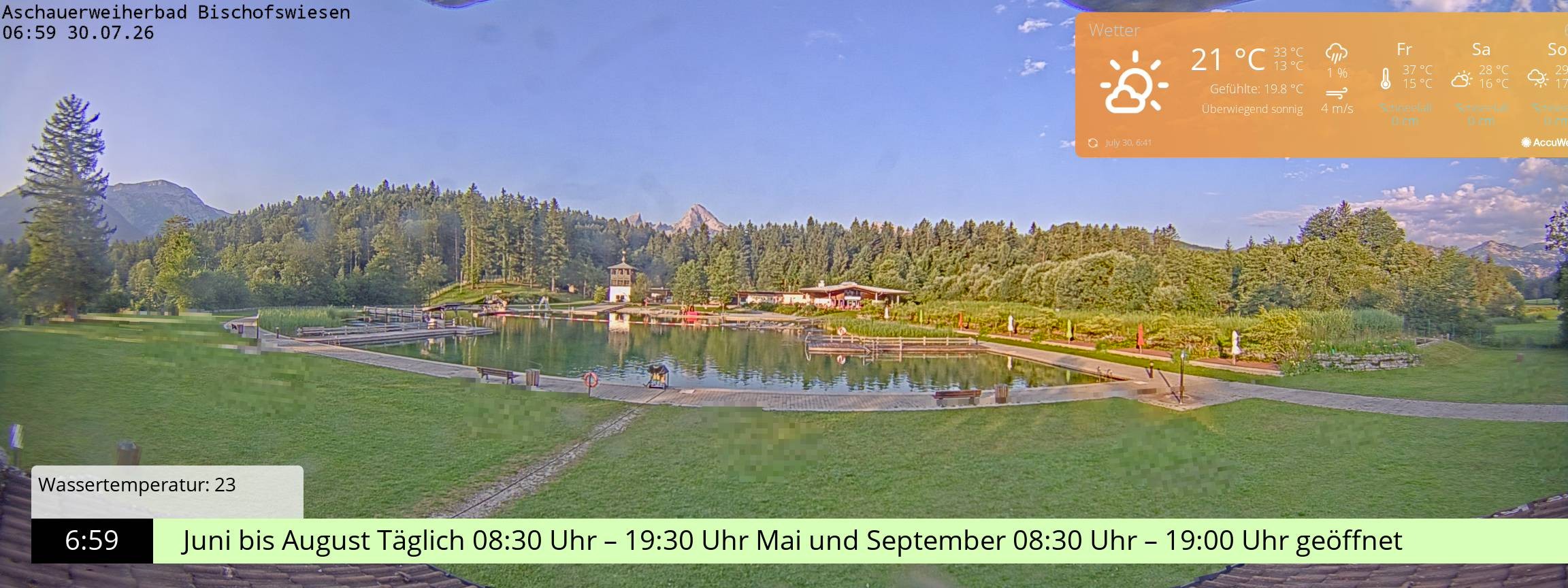 Archiv Foto Webcam Bischofswiesen: Naturbad Aschauerweiher