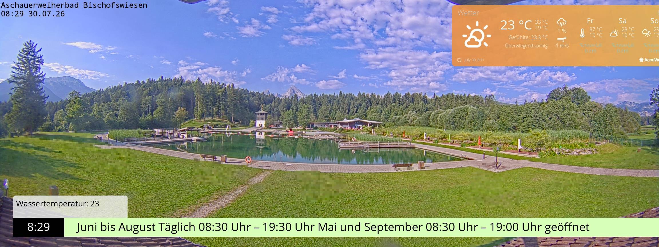Archiv Foto Webcam Bischofswiesen: Naturbad Aschauerweiher