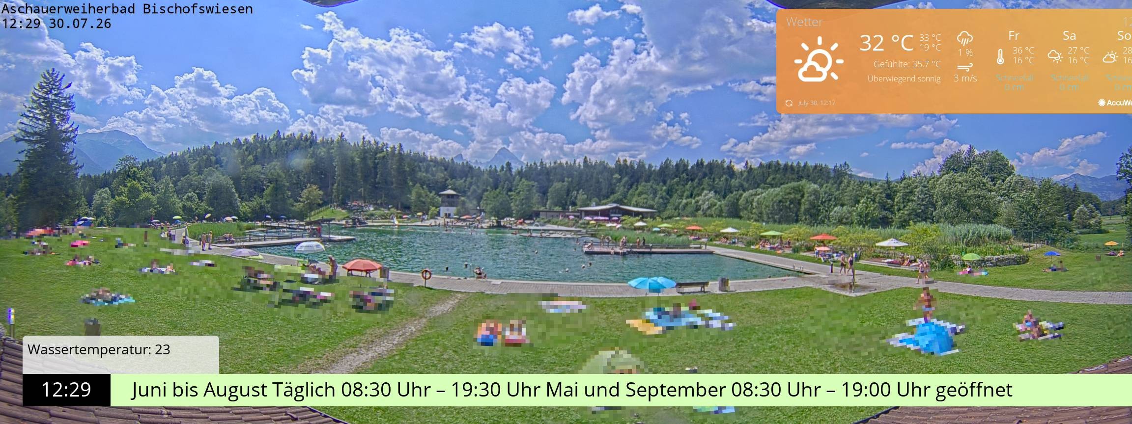 Archiv Foto Webcam Bischofswiesen: Naturbad Aschauerweiher