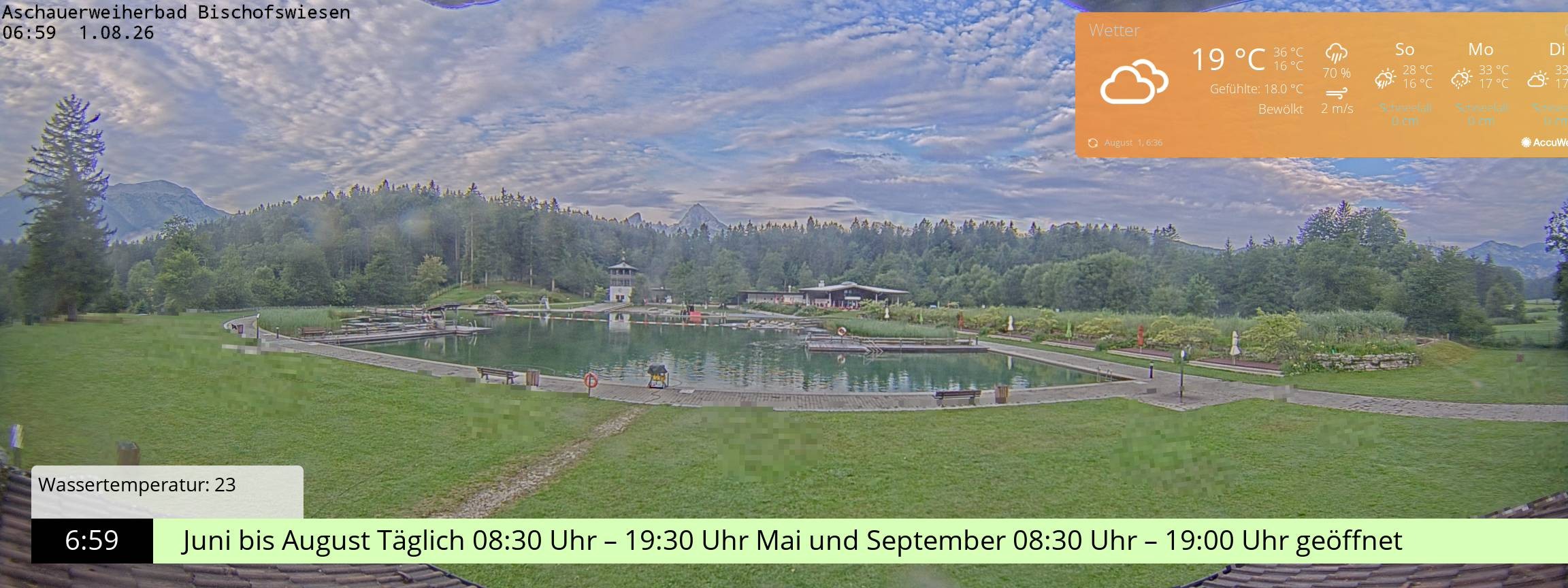 Archiv Foto Webcam Bischofswiesen: Naturbad Aschauerweiher
