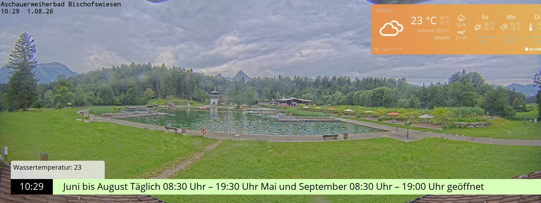 Archiv Foto Webcam Bischofswiesen: Naturbad Aschauerweiher
