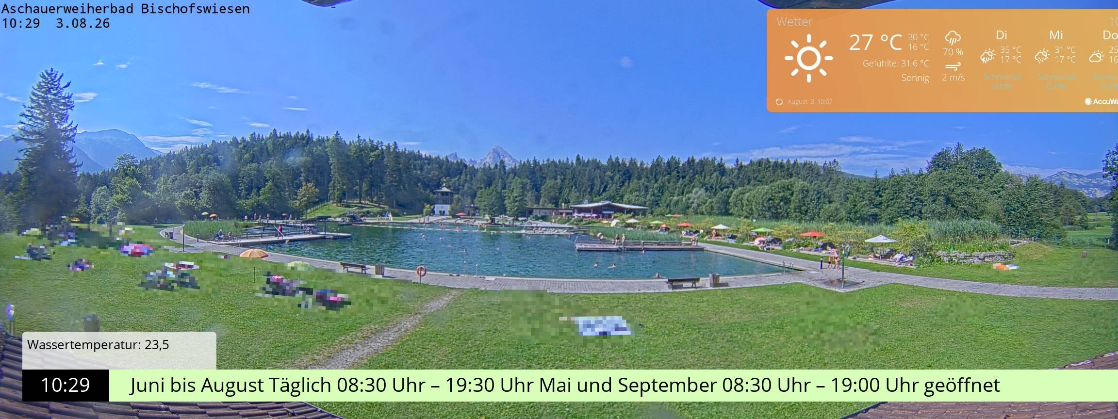 Archiv Foto Webcam Bischofswiesen: Naturbad Aschauerweiher