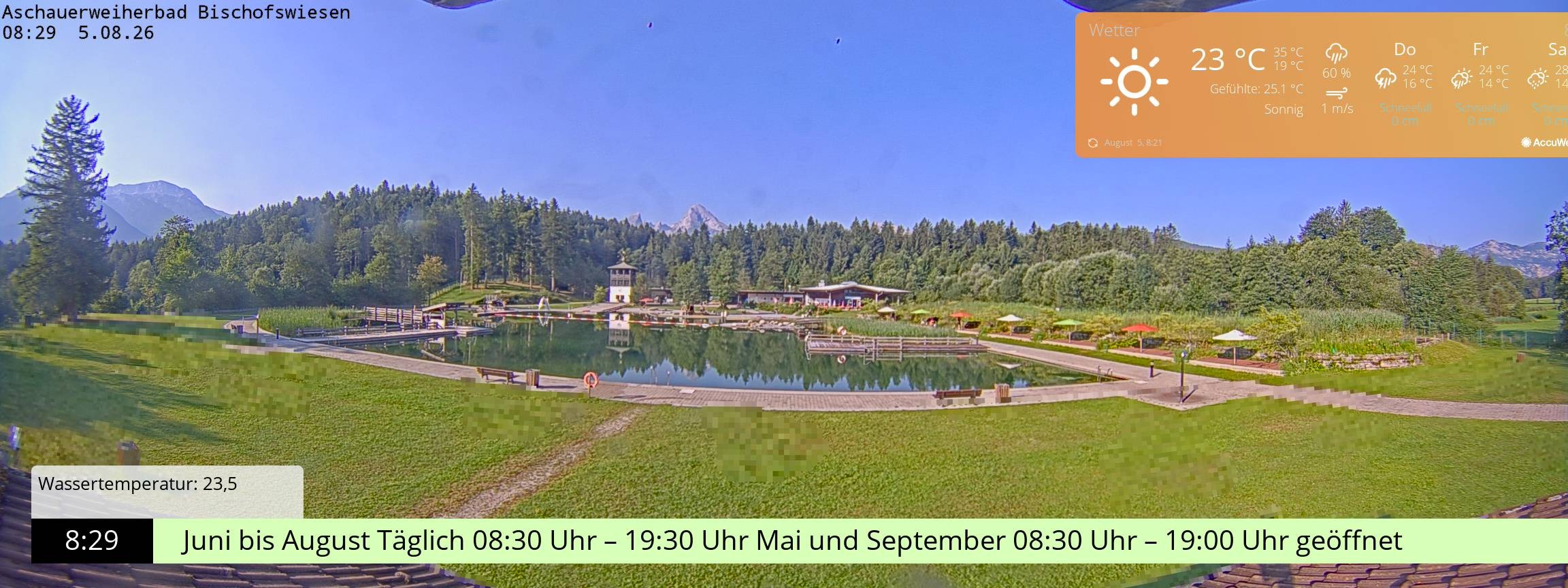 Archiv Foto Webcam Bischofswiesen: Naturbad Aschauerweiher