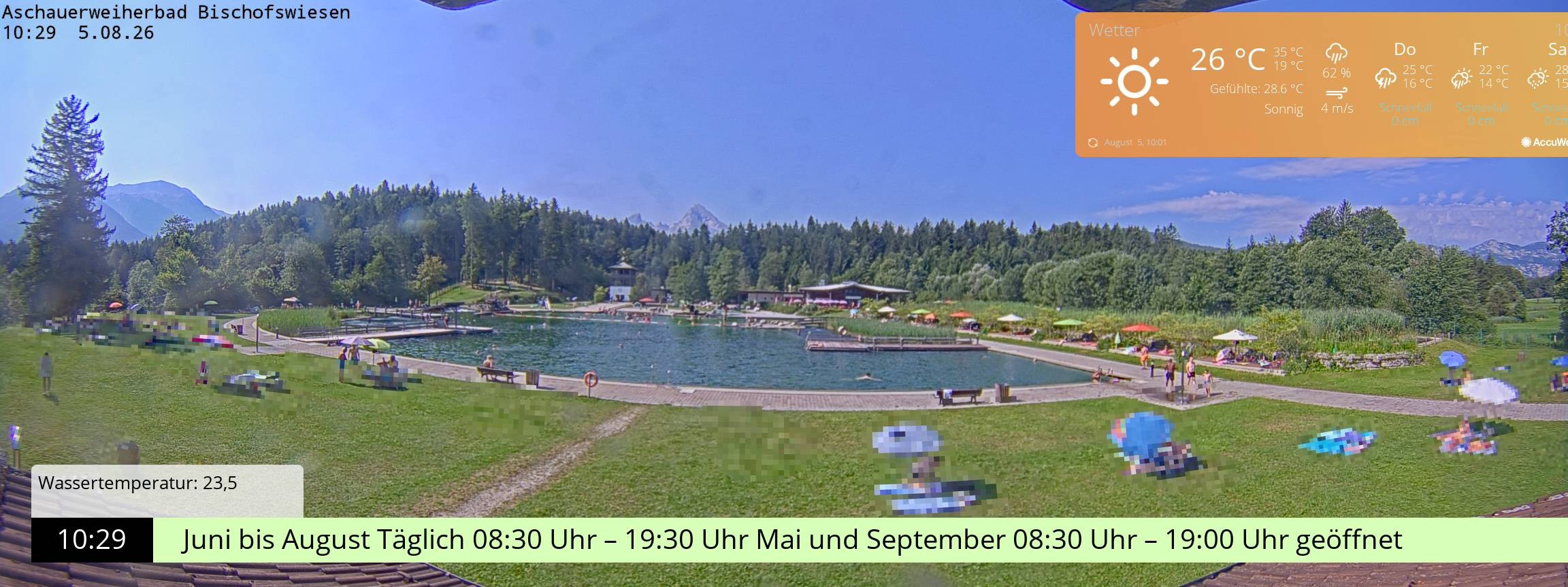 Archiv Foto Webcam Bischofswiesen: Naturbad Aschauerweiher