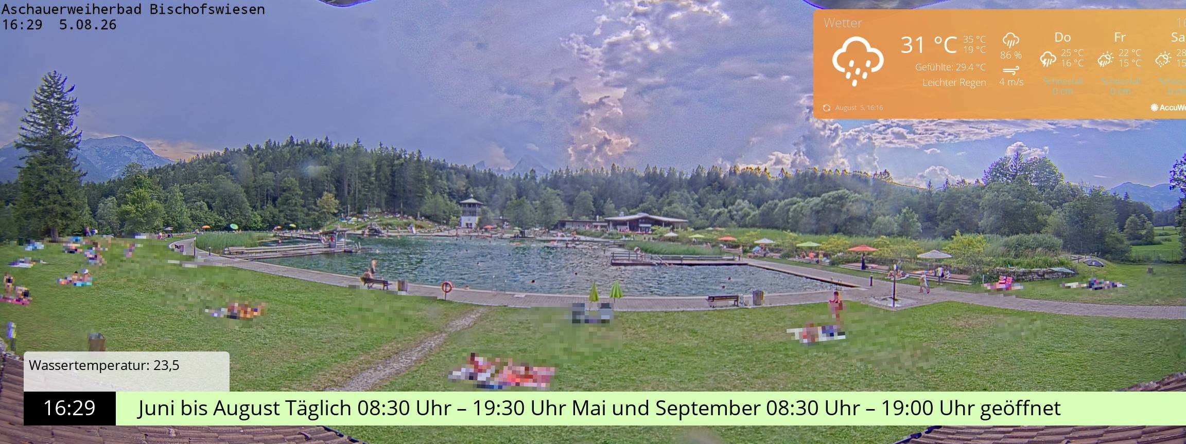 Archiv Foto Webcam Bischofswiesen: Naturbad Aschauerweiher
