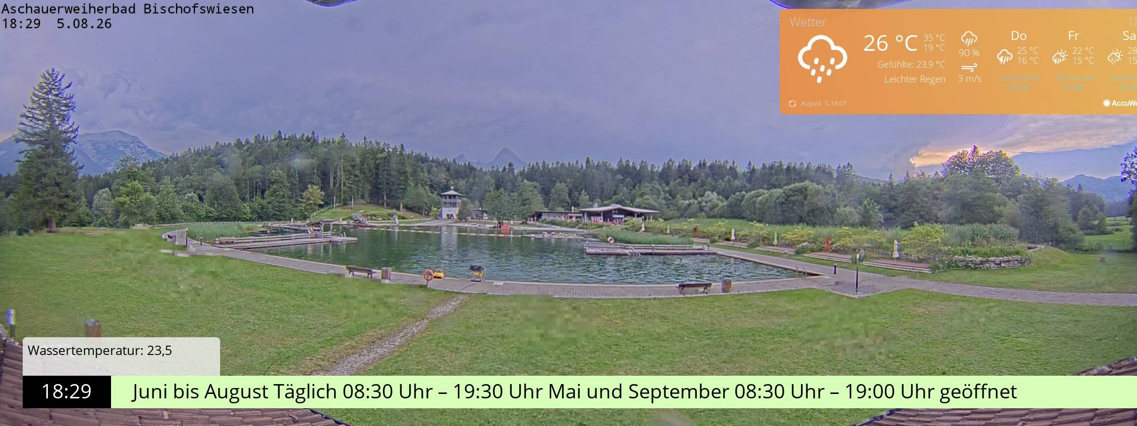 Archiv Foto Webcam Bischofswiesen: Naturbad Aschauerweiher