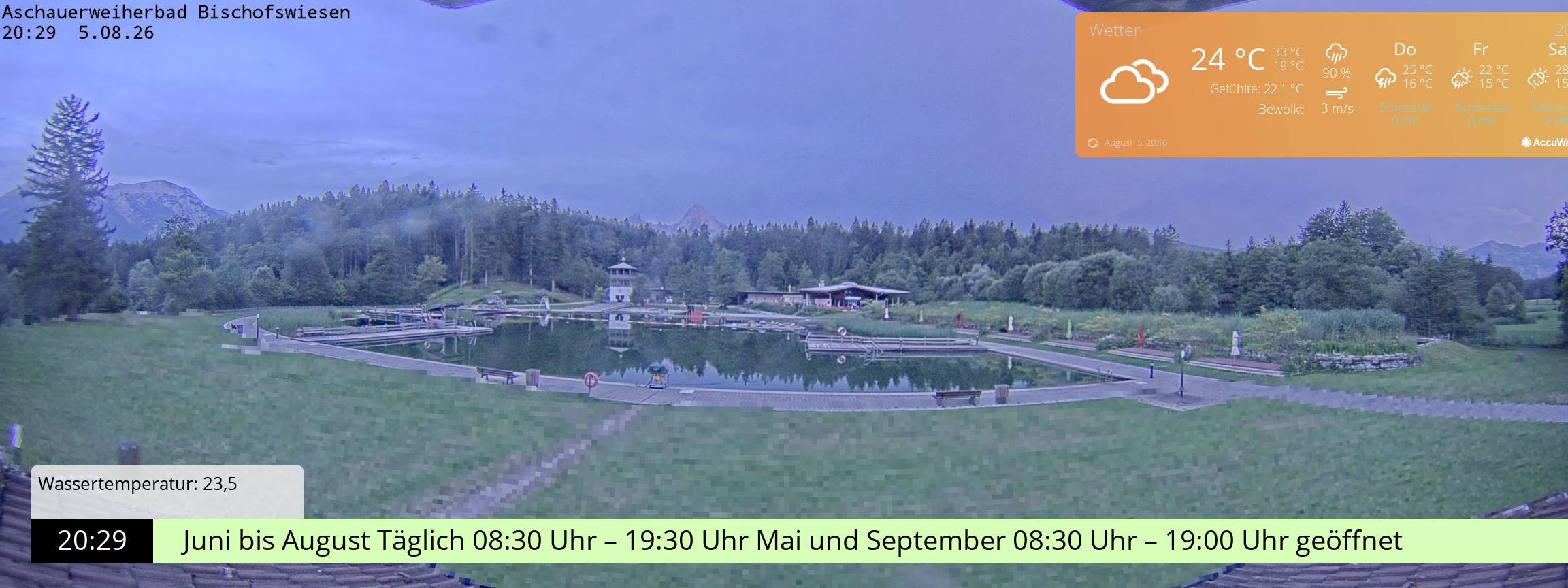 Archiv Foto Webcam Bischofswiesen: Naturbad Aschauerweiher