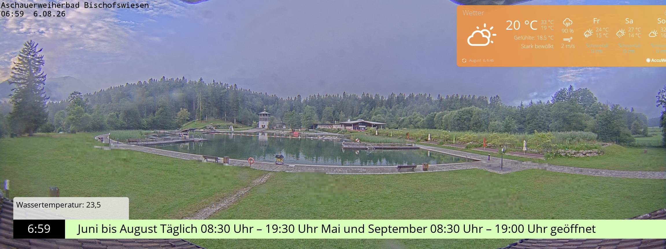 Archiv Foto Webcam Bischofswiesen: Naturbad Aschauerweiher