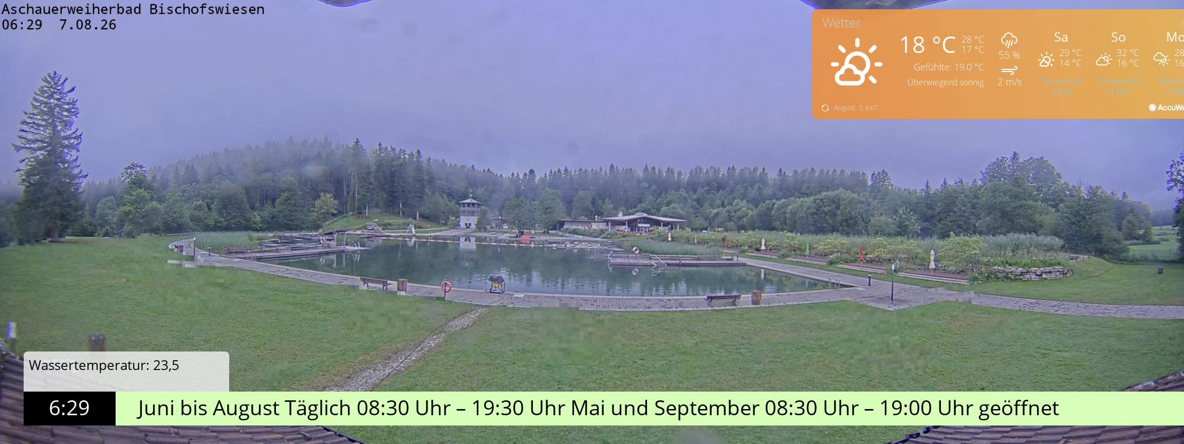 Archiv Foto Webcam Bischofswiesen: Naturbad Aschauerweiher