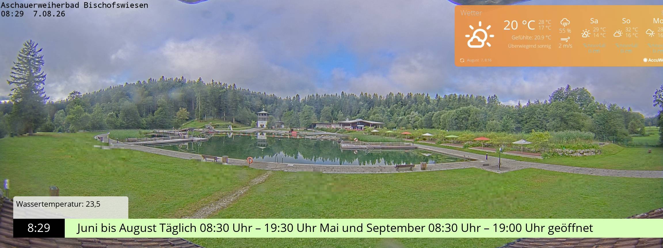 Archiv Foto Webcam Bischofswiesen: Naturbad Aschauerweiher