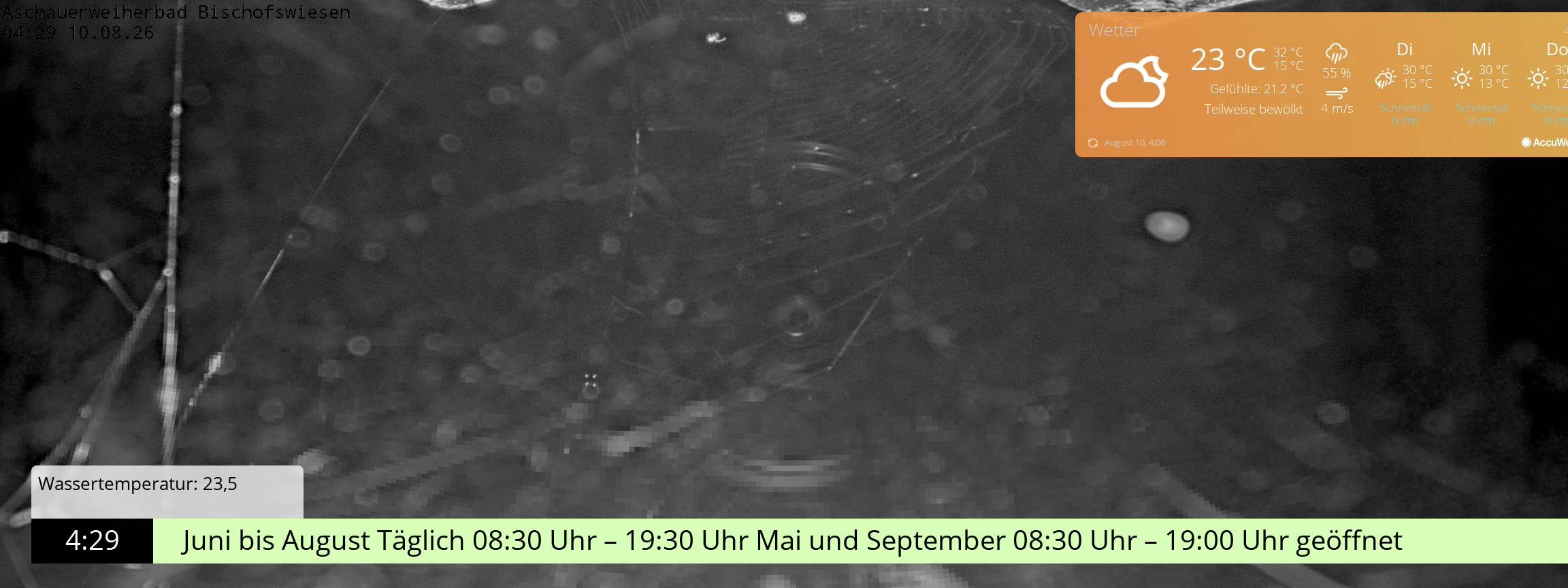 Archiv Foto Webcam Bischofswiesen: Naturbad Aschauerweiher