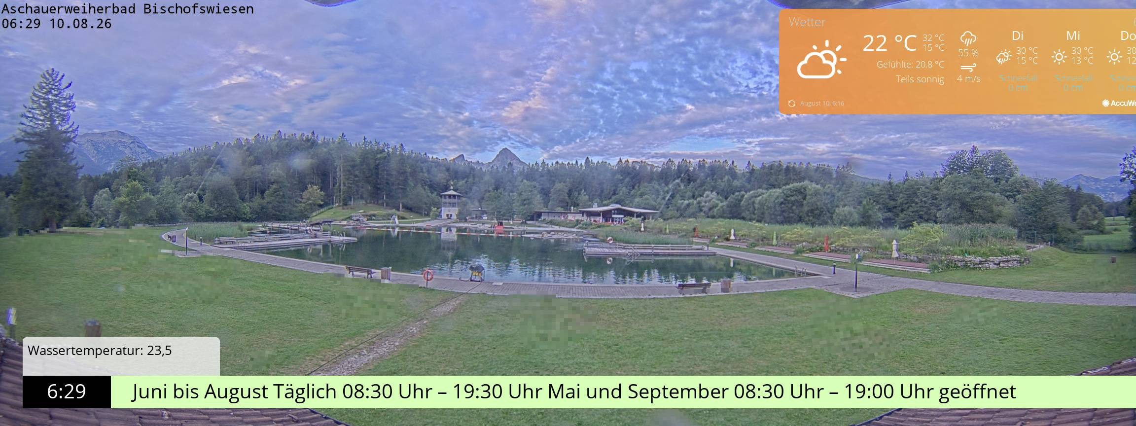 Archiv Foto Webcam Bischofswiesen: Naturbad Aschauerweiher