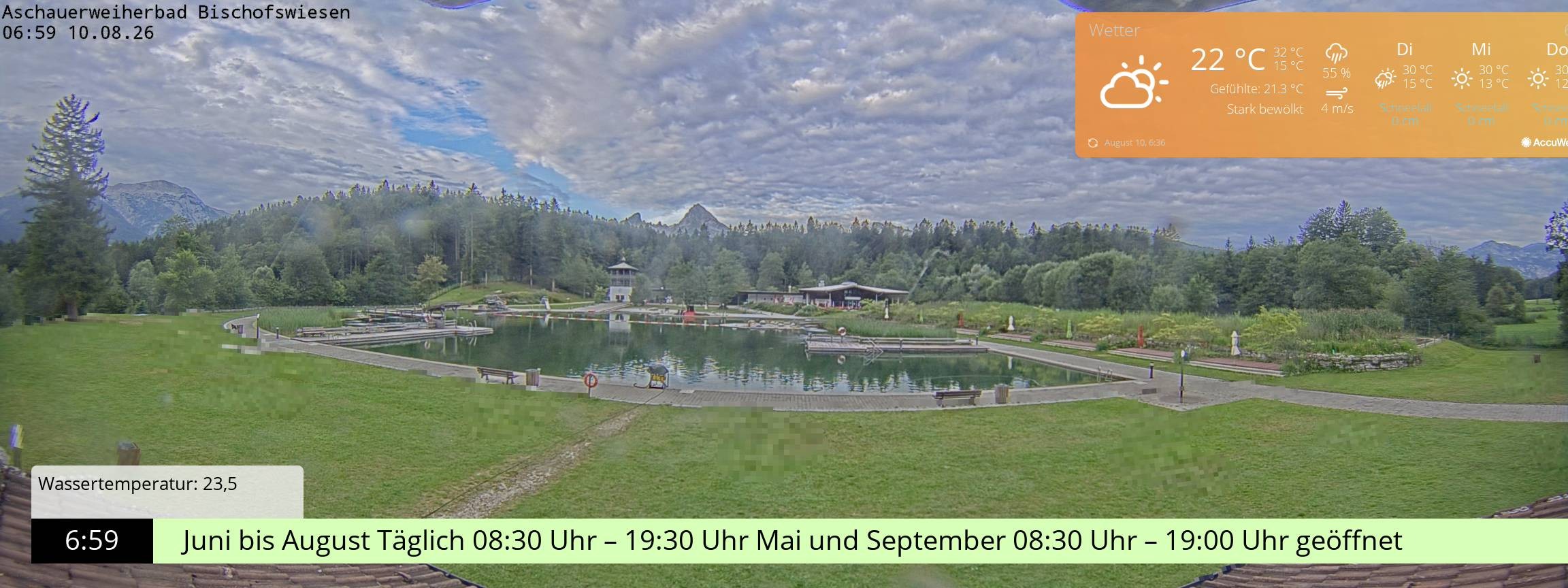 Archiv Foto Webcam Bischofswiesen: Naturbad Aschauerweiher