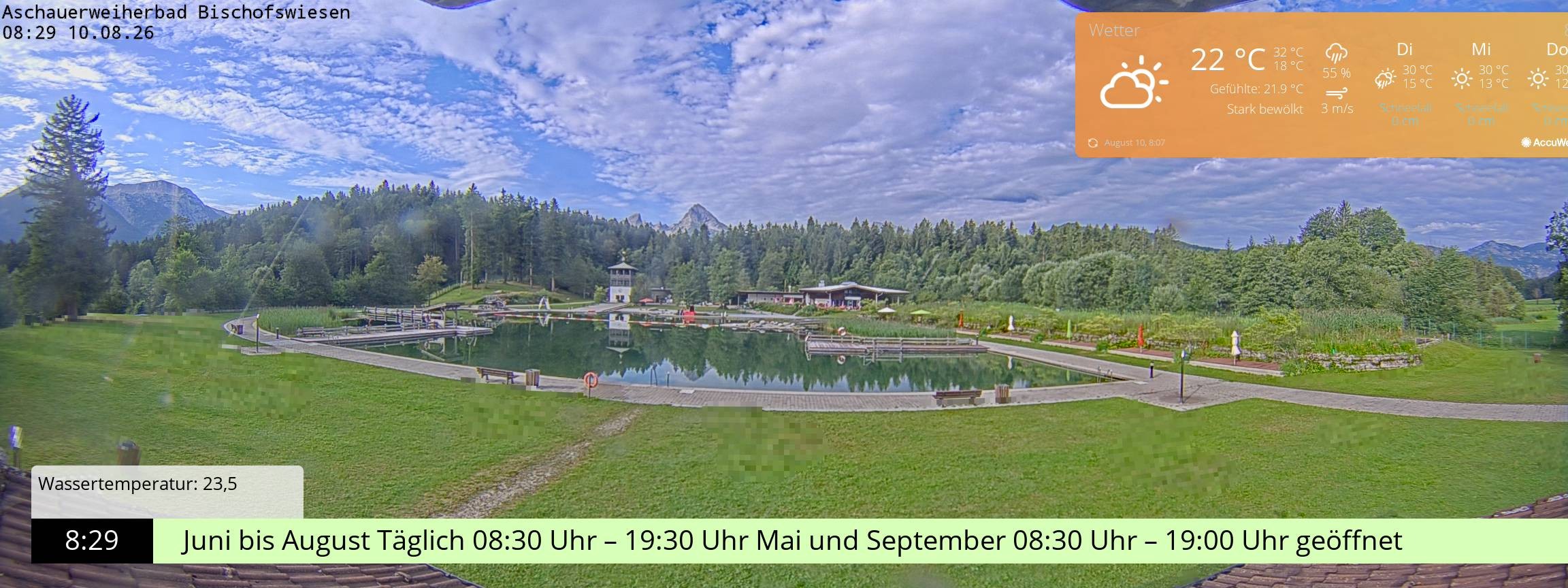 Archiv Foto Webcam Bischofswiesen: Naturbad Aschauerweiher