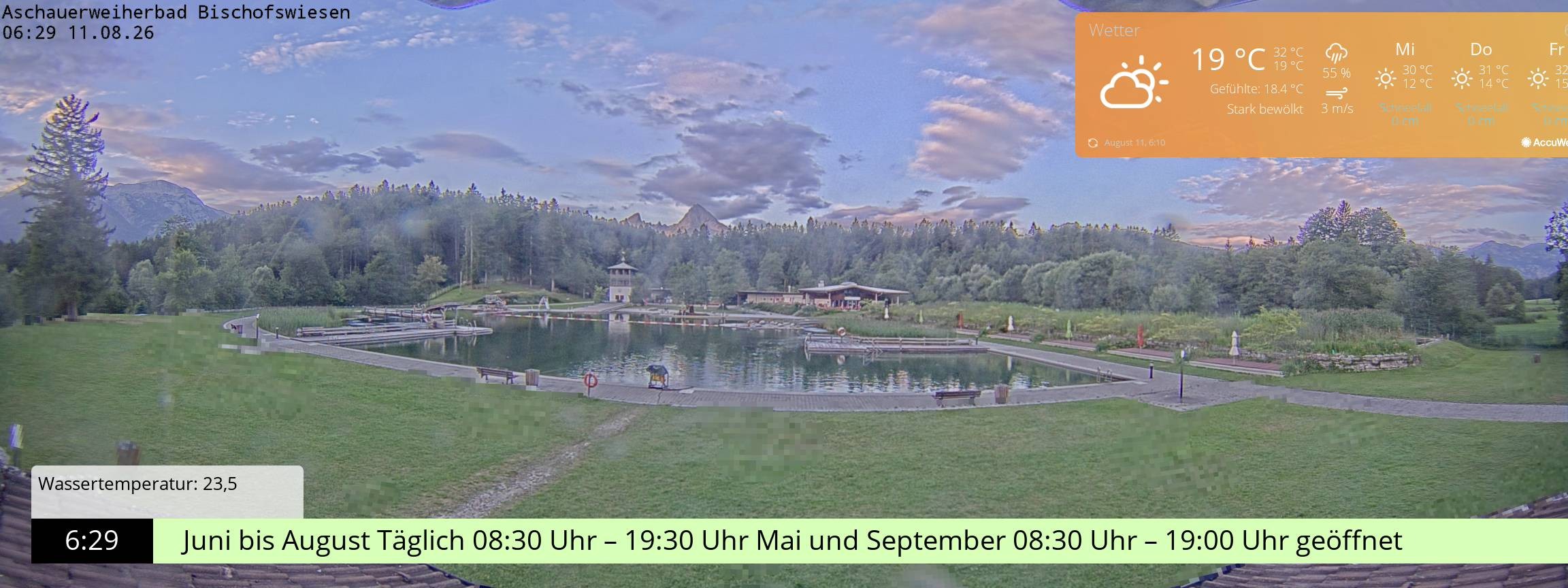 Archiv Foto Webcam Bischofswiesen: Naturbad Aschauerweiher
