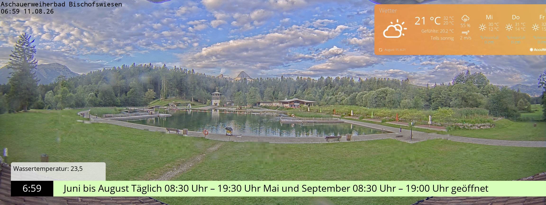 Archiv Foto Webcam Bischofswiesen: Naturbad Aschauerweiher