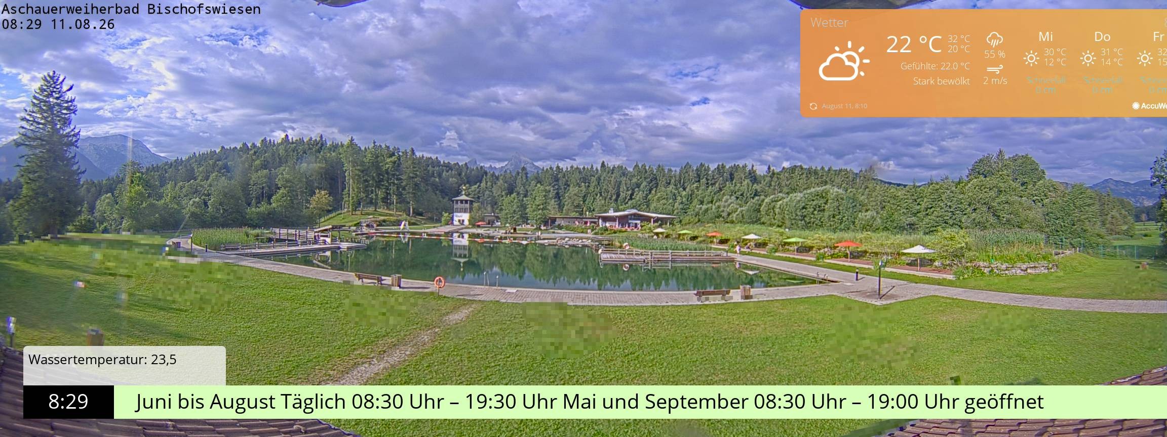 Archiv Foto Webcam Bischofswiesen: Naturbad Aschauerweiher