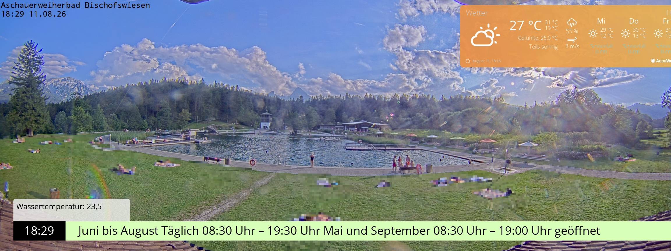 Archiv Foto Webcam Bischofswiesen: Naturbad Aschauerweiher