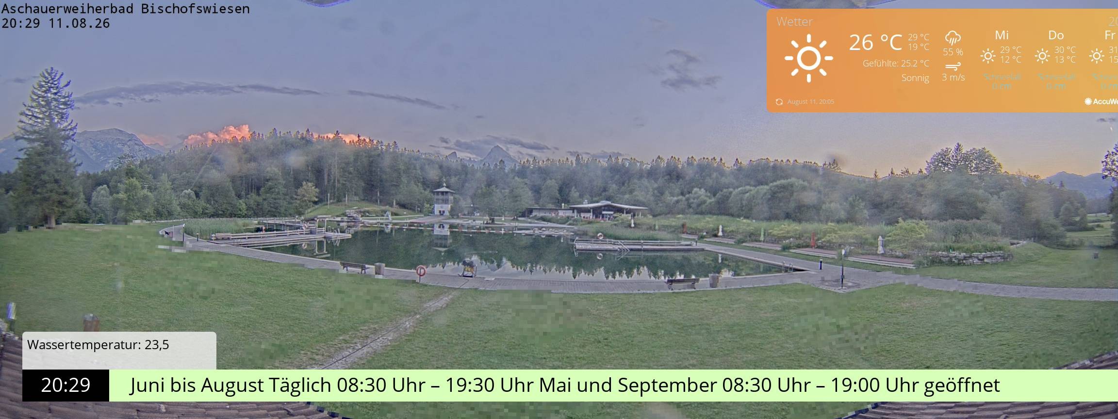 Archiv Foto Webcam Bischofswiesen: Naturbad Aschauerweiher