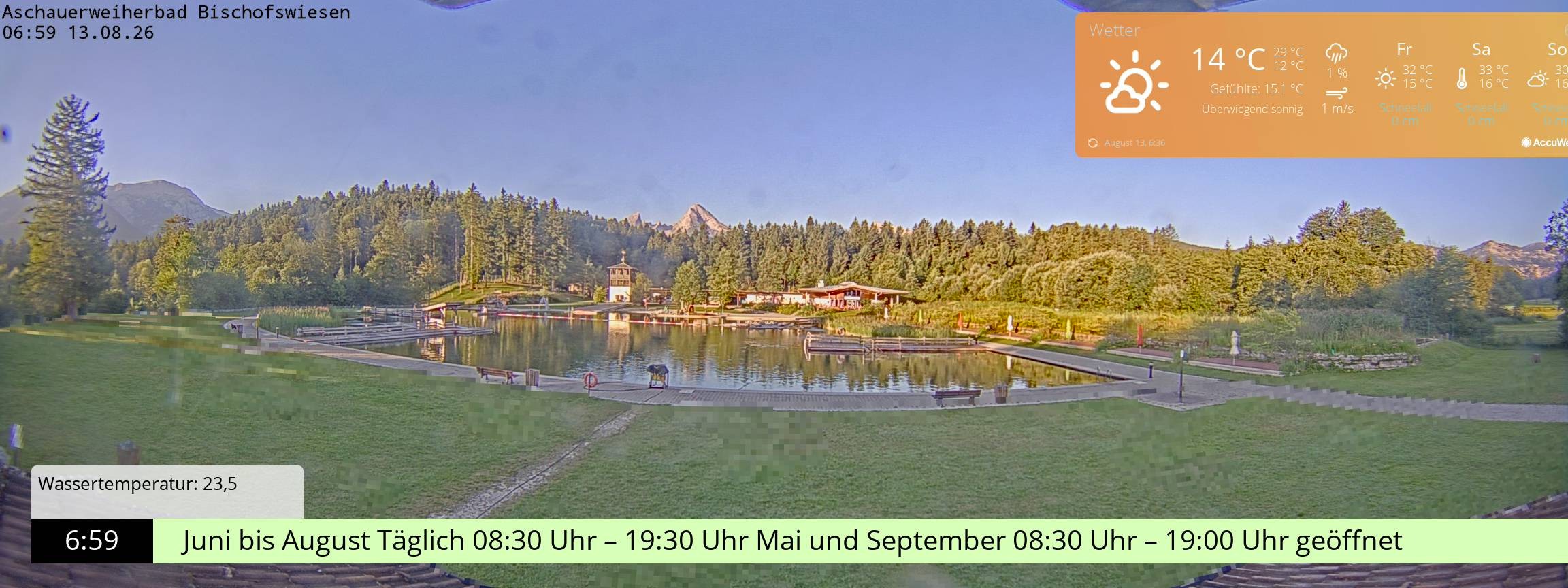 Archiv Foto Webcam Bischofswiesen: Naturbad Aschauerweiher