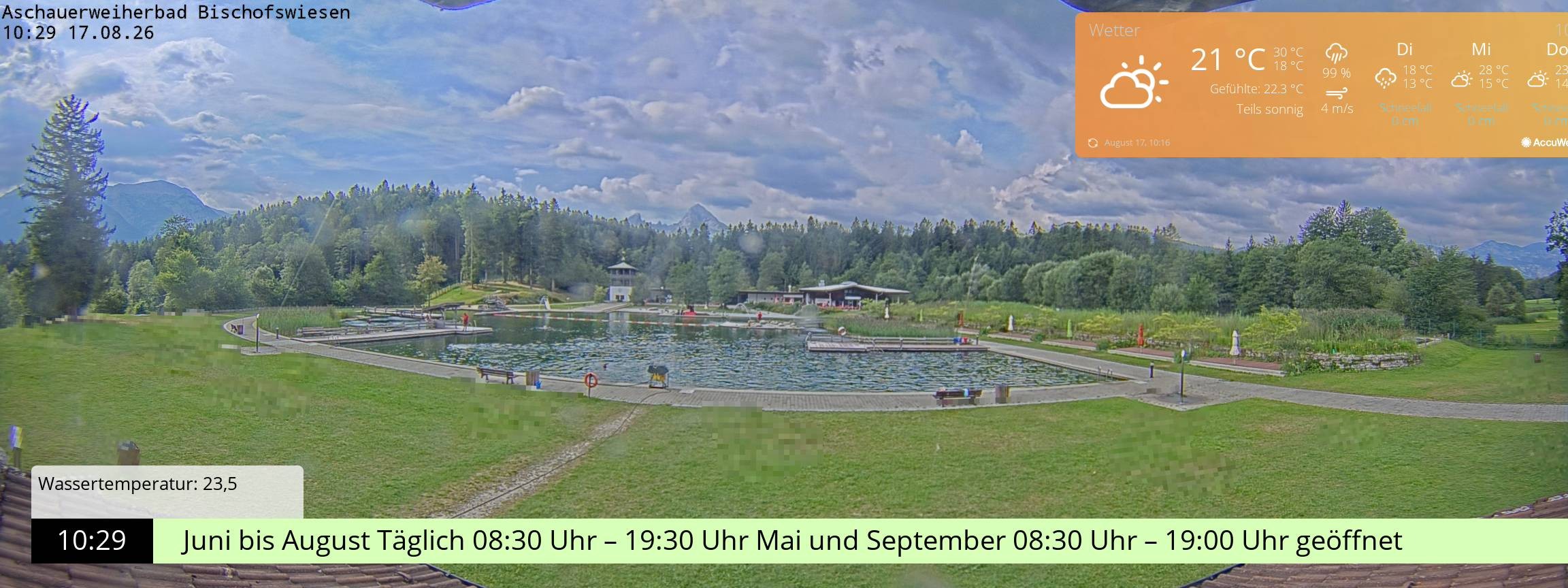 Archiv Foto Webcam Bischofswiesen: Naturbad Aschauerweiher