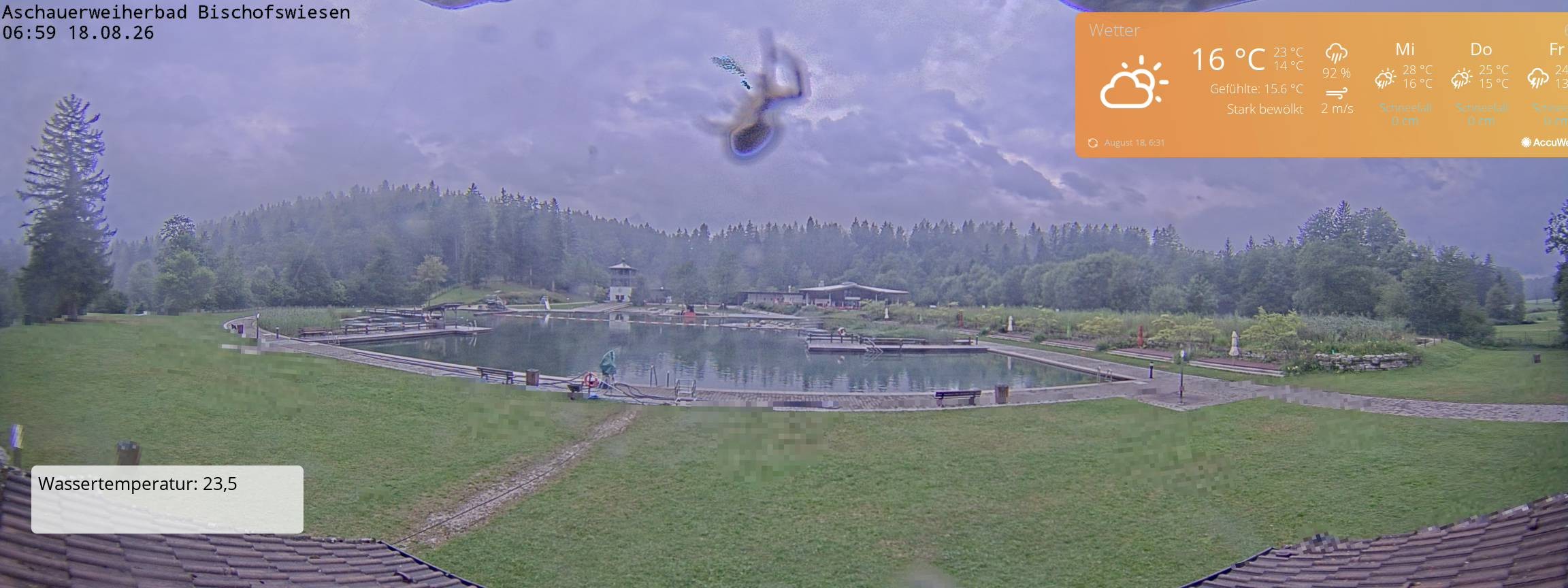 Archiv Foto Webcam Bischofswiesen: Naturbad Aschauerweiher