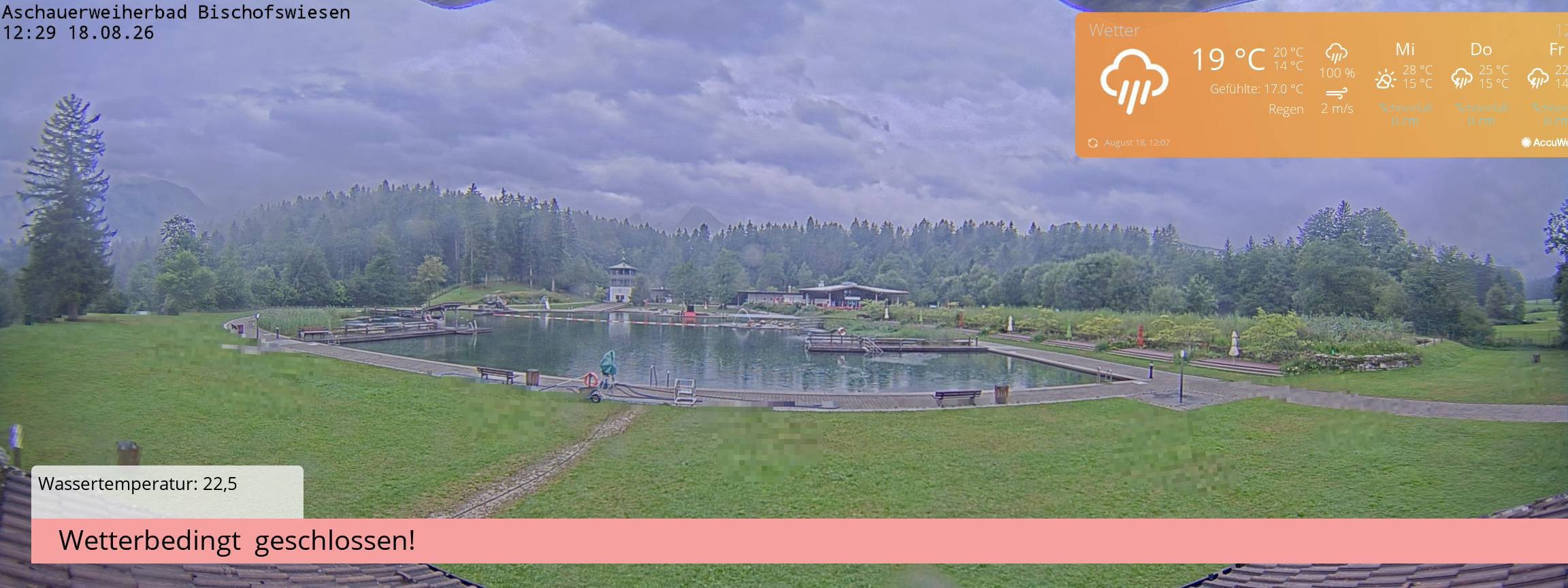 Archiv Foto Webcam Bischofswiesen: Naturbad Aschauerweiher