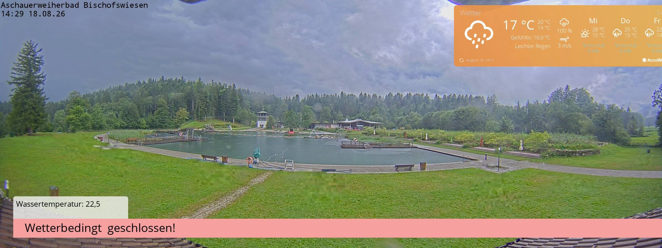 Archiv Foto Webcam Bischofswiesen: Naturbad Aschauerweiher