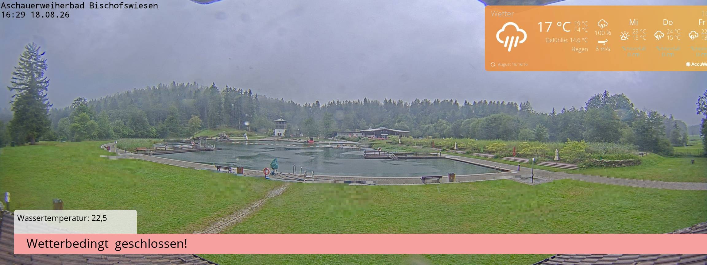 Archiv Foto Webcam Bischofswiesen: Naturbad Aschauerweiher