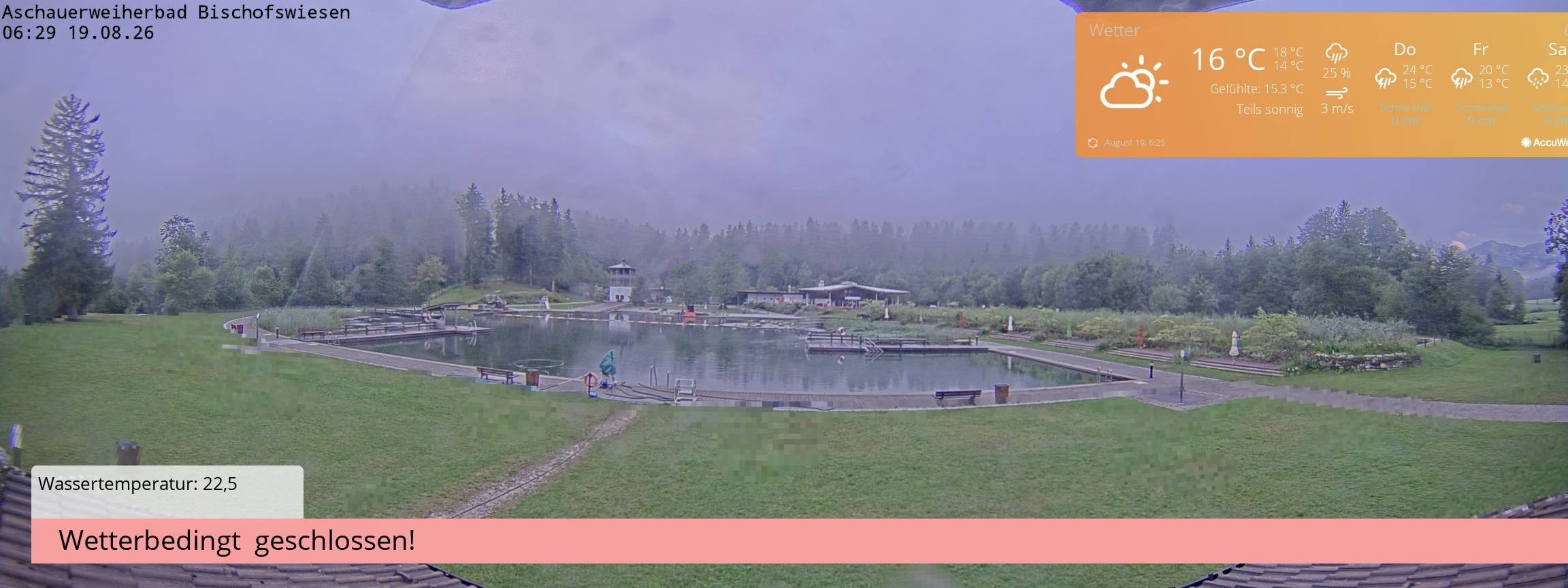 Archived image Webcam nature baths Aschauerweiher