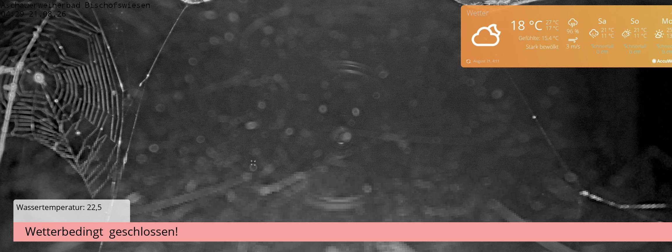 Archived image Webcam nature baths Aschauerweiher