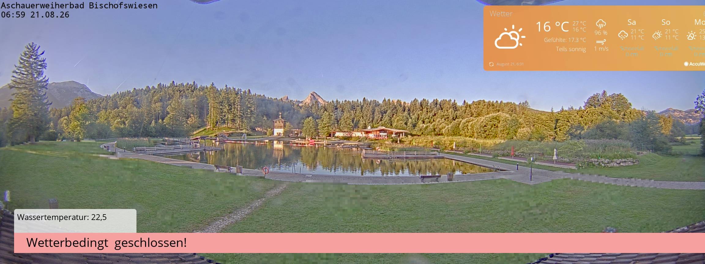 Archived image Webcam nature baths Aschauerweiher