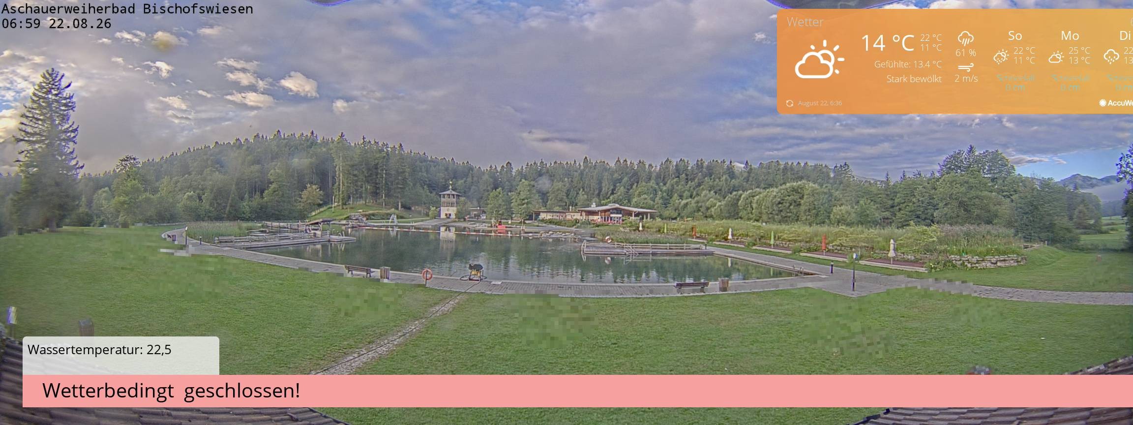 Archiv Foto Webcam Bischofswiesen: Naturbad Aschauerweiher