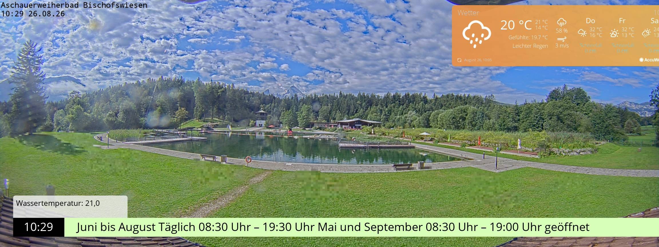 Archiv Foto Webcam Bischofswiesen: Naturbad Aschauerweiher